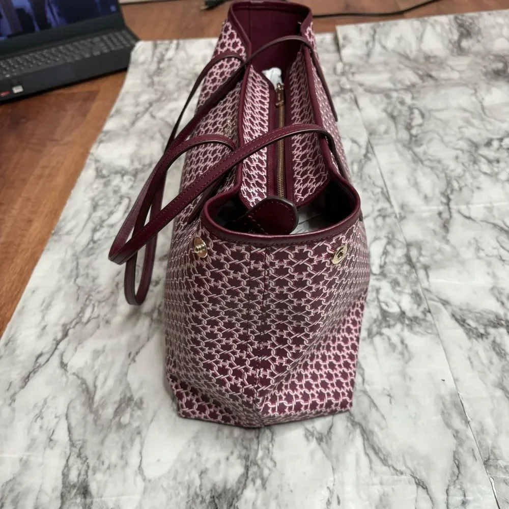 Kate Spade New York Spade Link Tote Large Bag zip pink saffiano pvc leather